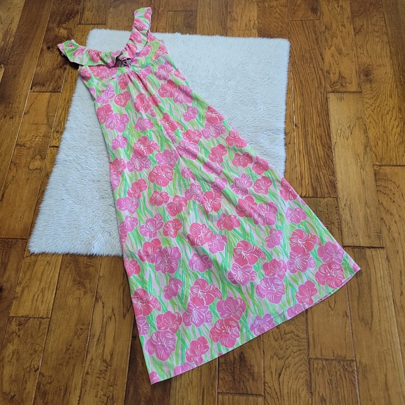 Lilly Pulitzer Samantha Maxi Dress Women's Small Pink Green Floral Jersey - Picture 1 of 10